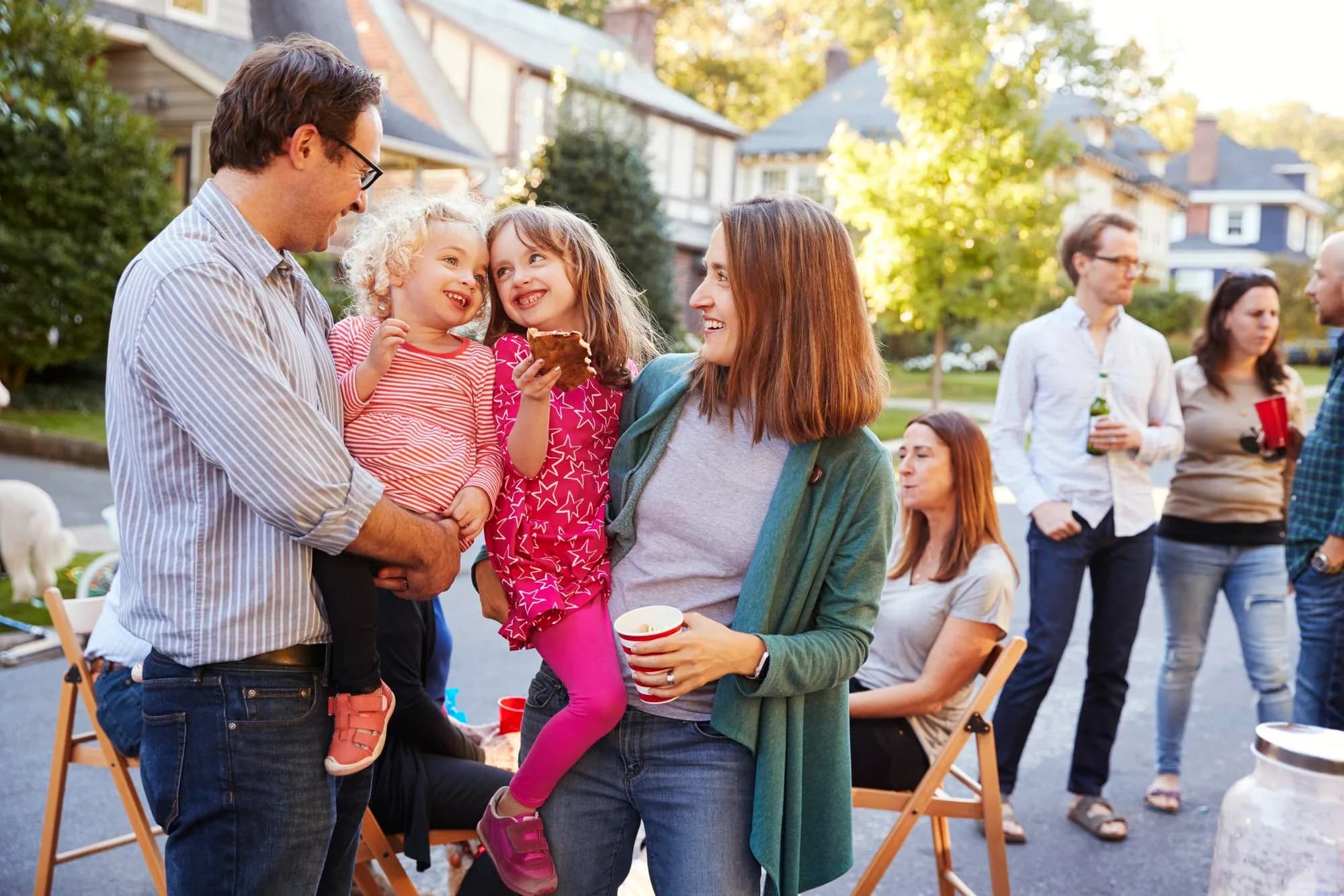 Families attending a live community event