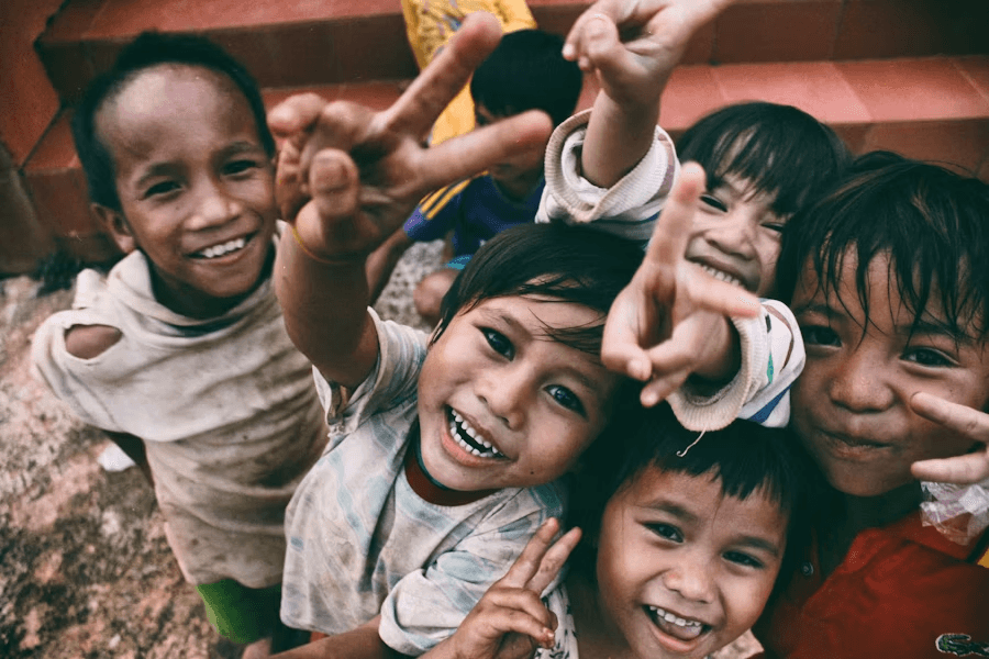 Group of laughing children
