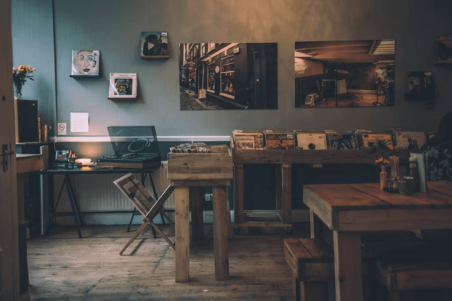 Recording studio with microphones