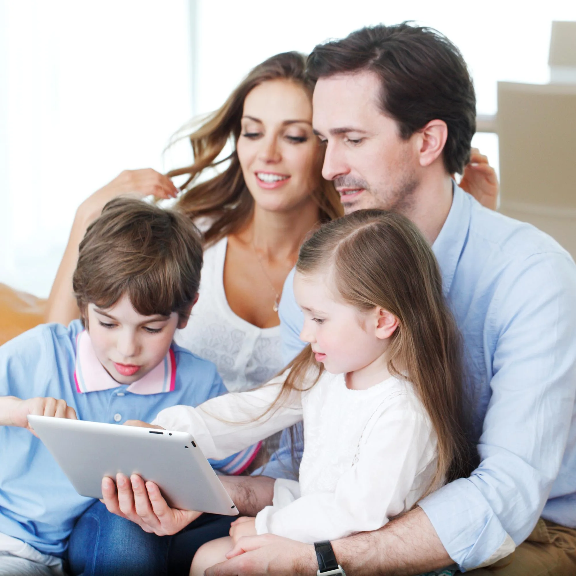 Parents helping their child with homework