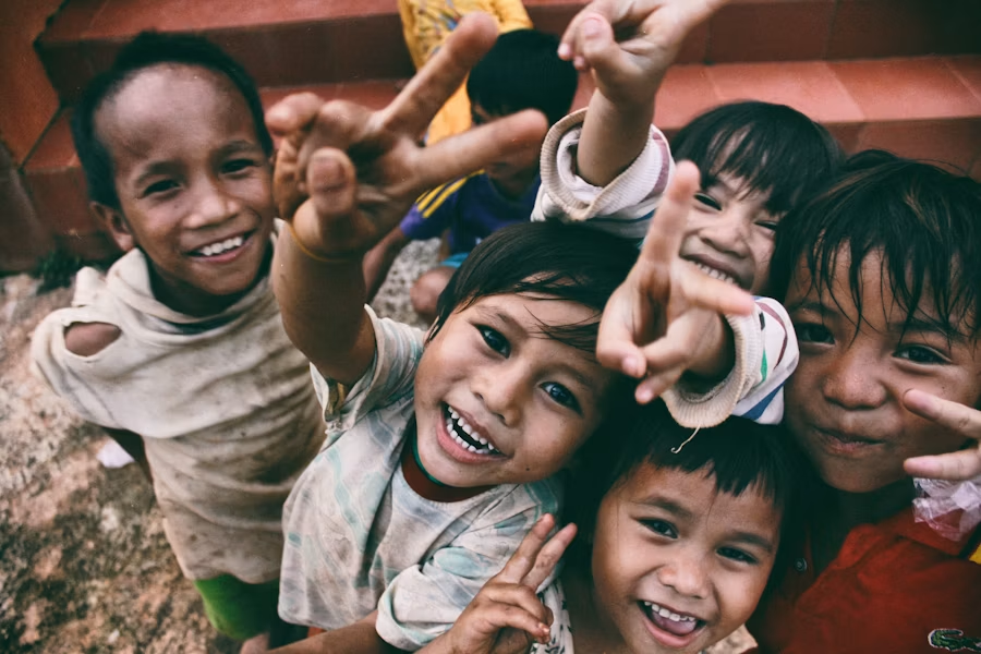 Group of laughing children
